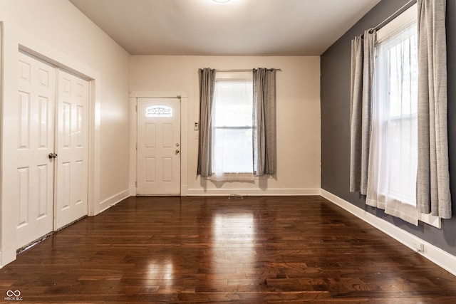 foyer entrance with dark wood-type flooring