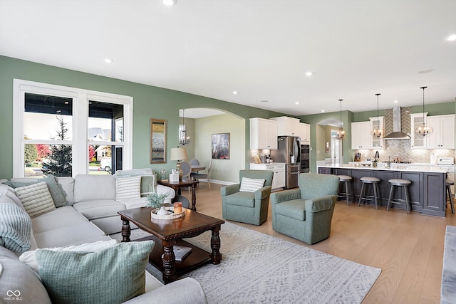 living room featuring light hardwood / wood-style floors