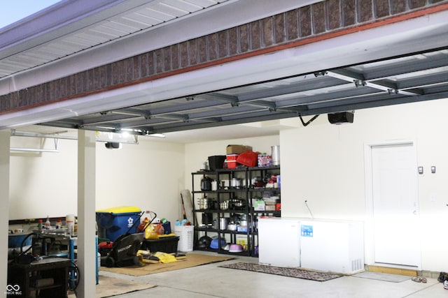 garage with a garage door opener