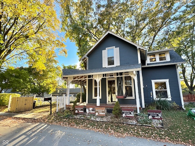 view of front facade featuring covered porch