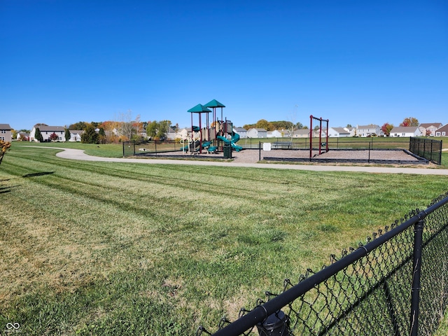 view of play area featuring a yard