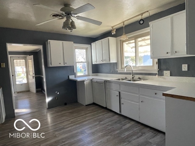 kitchen with white cabinets, plenty of natural light, and sink