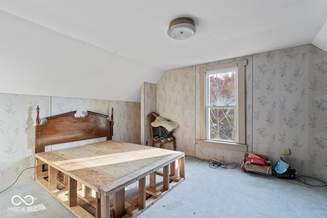 917 S 15th St, New Castle, IN 47362 - carpeted bedroom featuring vaulted ceiling