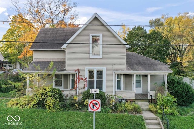 917 S 15th St, New Castle, IN 47362 - view of front of house with roof with shingles and a porch