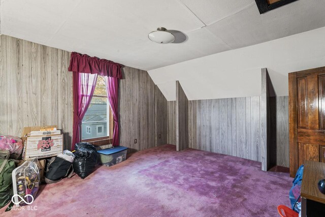 917 S 15th St, New Castle, IN 47362 - bonus room with carpet, wooden walls, and vaulted ceiling