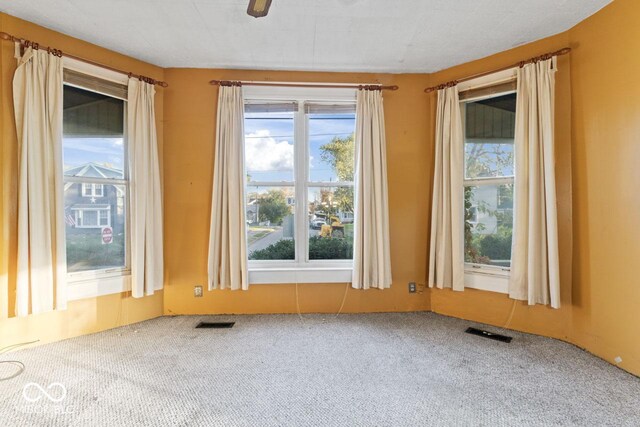 917 S 15th St, New Castle, IN 47362 - carpeted empty room with a wealth of natural light, visible vents, and a ceiling fan