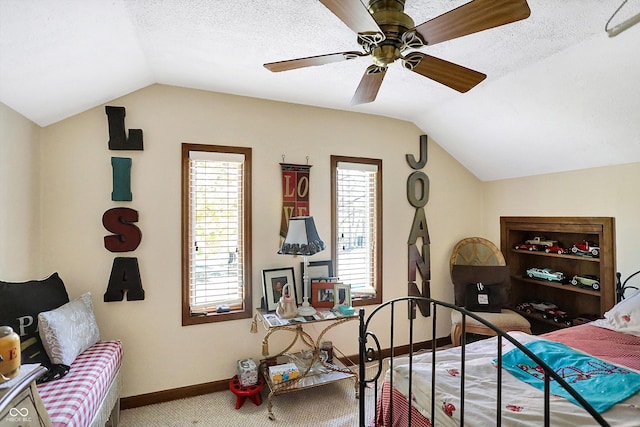 8530 Helmsman Cir, Indianapolis, IN 46256 - carpeted bedroom with lofted ceiling and a ceiling fan