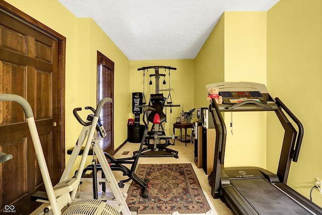 8530 Helmsman Cir, Indianapolis, IN 46256 - workout room featuring baseboards and light colored carpet