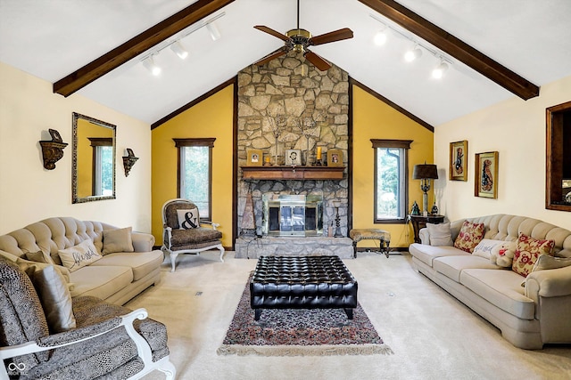 8530 Helmsman Cir, Indianapolis, IN 46256 - living area featuring track lighting, ceiling fan, plenty of natural light, and carpet flooring