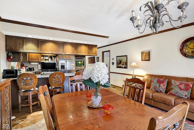 8530 Helmsman Cir, Indianapolis, IN 46256 - dining space with ornamental molding, a chandelier, and recessed lighting