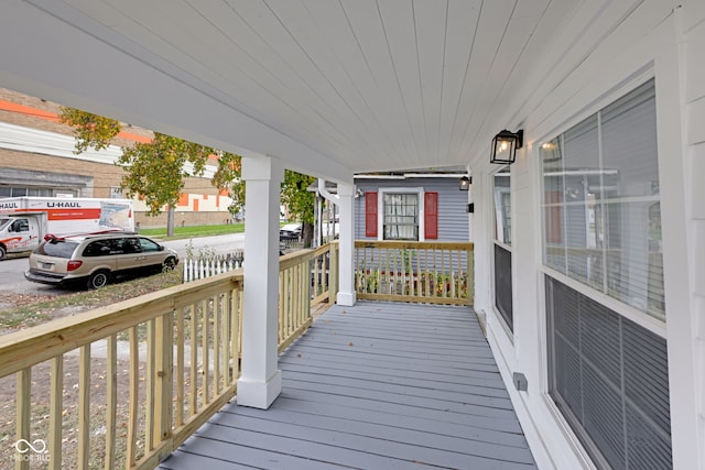 wooden terrace with covered porch