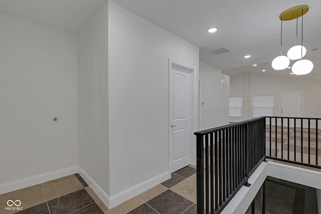 1208 W 18th St, Indianapolis, IN 46202 - hall with baseboards, recessed lighting, and lofted ceiling