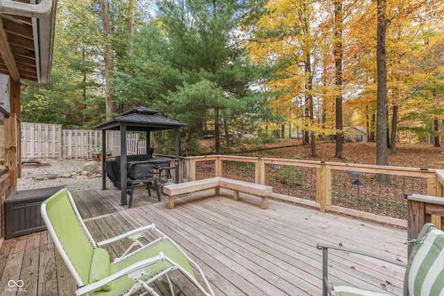 wooden terrace with a gazebo