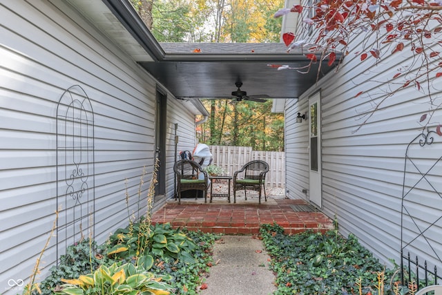 view of patio / terrace with ceiling fan