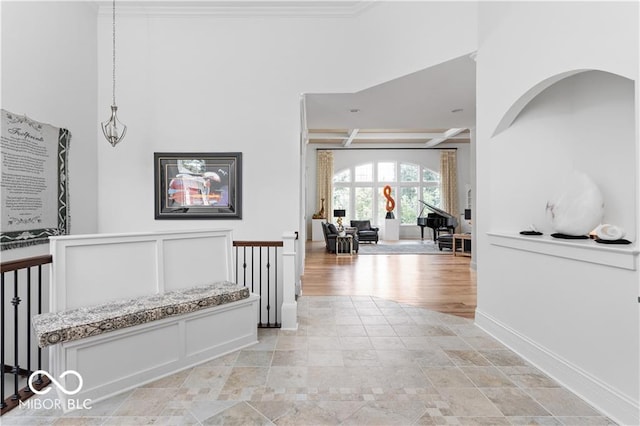 hallway with light hardwood / wood-style flooring