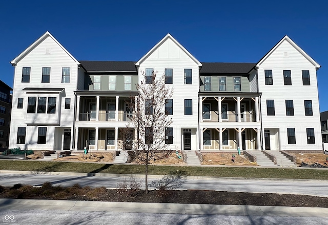 view of front facade with board and batten siding