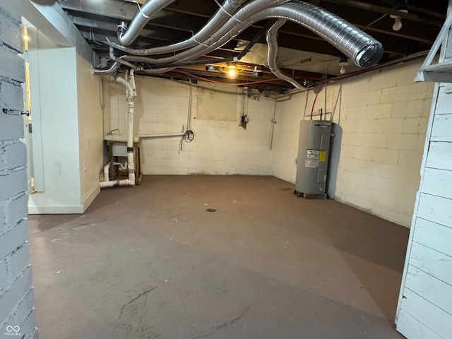 basement with water heater