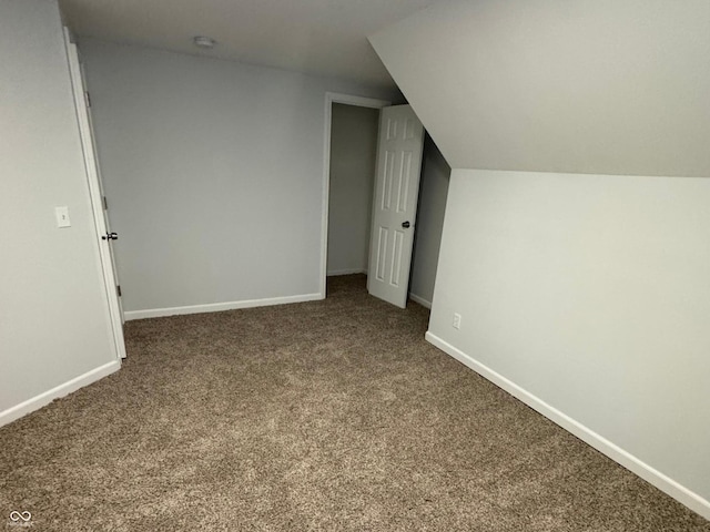 additional living space featuring carpet flooring and lofted ceiling