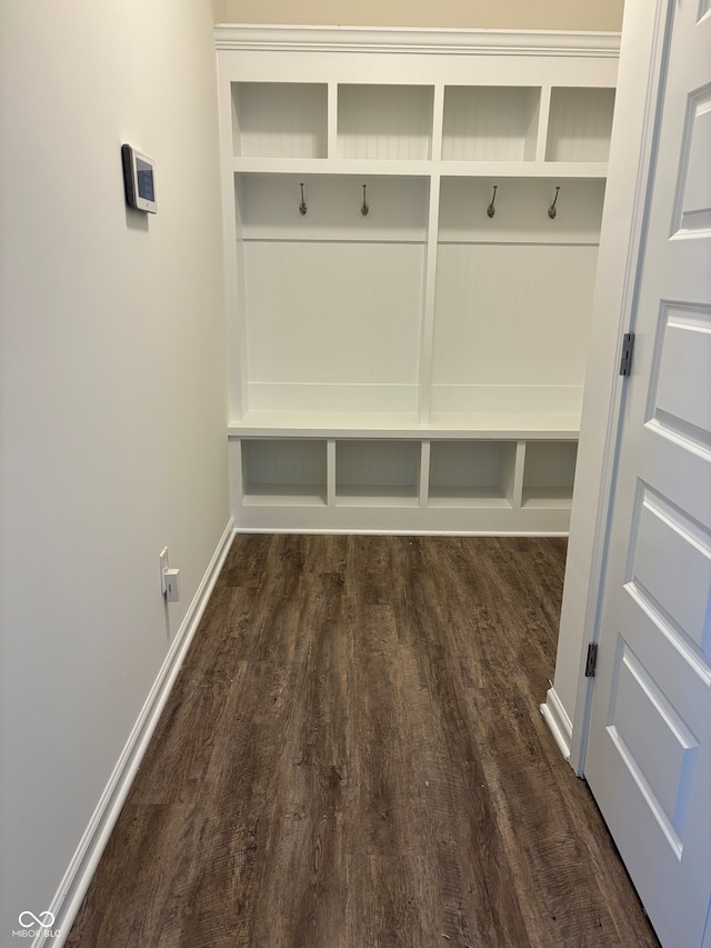 mudroom with dark hardwood / wood-style floors