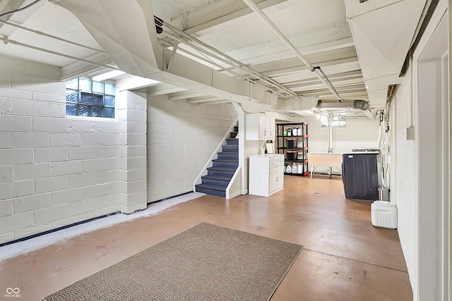 basement featuring sink