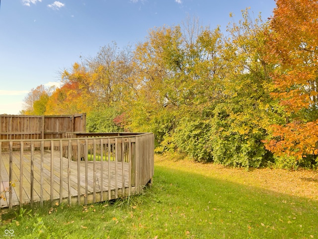 view of yard with a deck