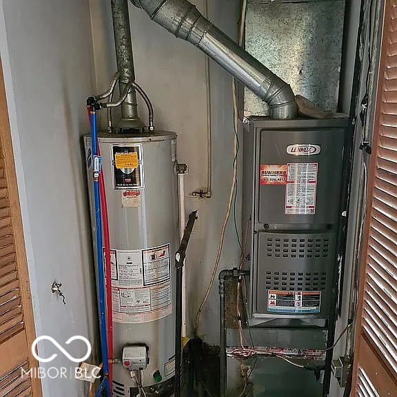 utility room featuring water heater