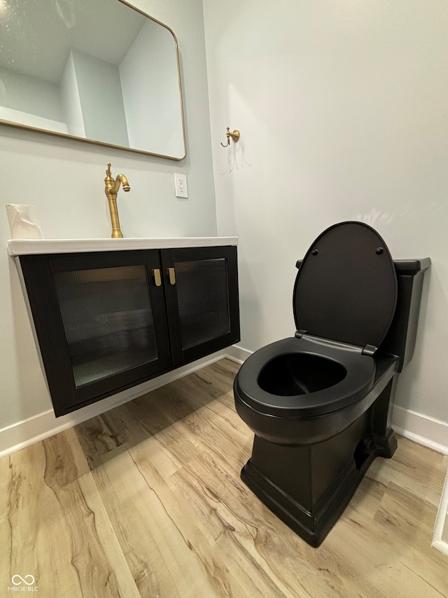 bathroom featuring hardwood / wood-style floors and vanity