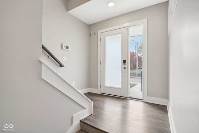 foyer entrance with dark wood-type flooring