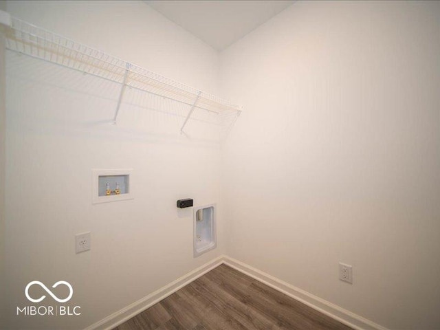 washroom featuring washer hookup and dark wood-type flooring