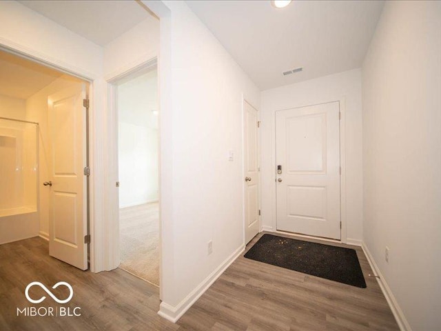 hall featuring hardwood / wood-style floors