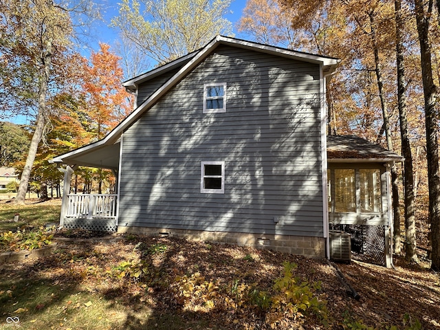 view of home's exterior featuring central air condition unit