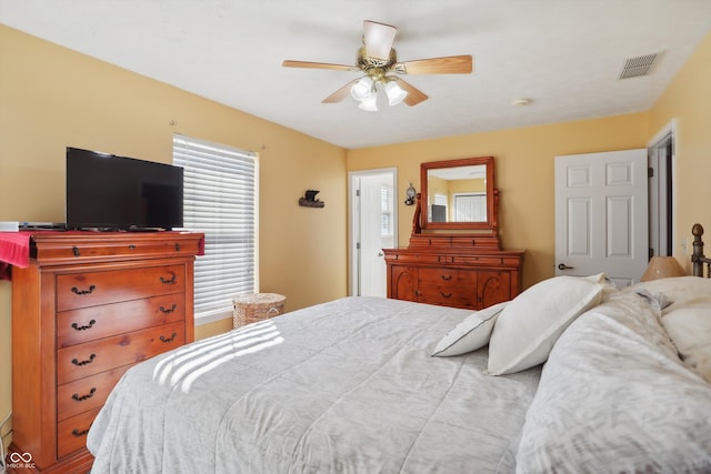 bedroom featuring ceiling fan