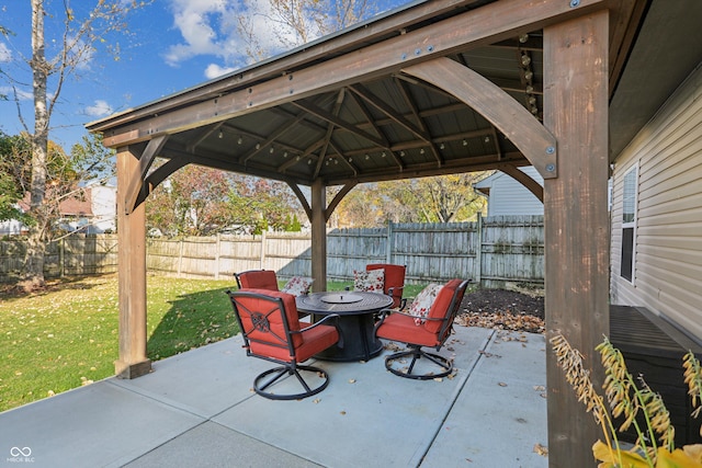 view of patio with a gazebo