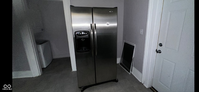 kitchen with stainless steel fridge