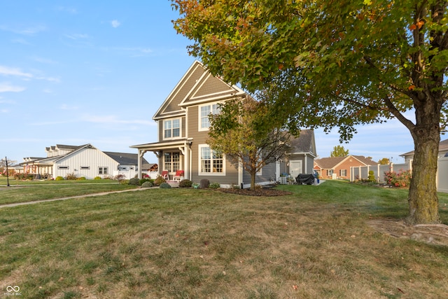 view of front of property with a front lawn