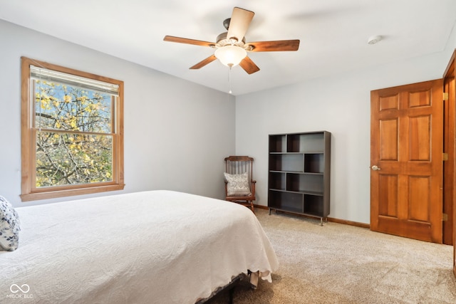 bedroom with carpet and ceiling fan