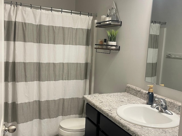 3503 W 100 N, Bargersville, IN 46106 - bathroom with vanity, toilet, and a shower with shower curtain