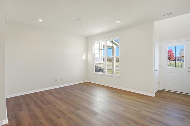 entrance foyer featuring dark hardwood / wood-style flooring and plenty of natural light