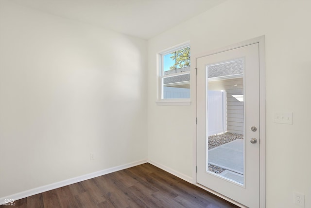 doorway to outside with dark wood-type flooring