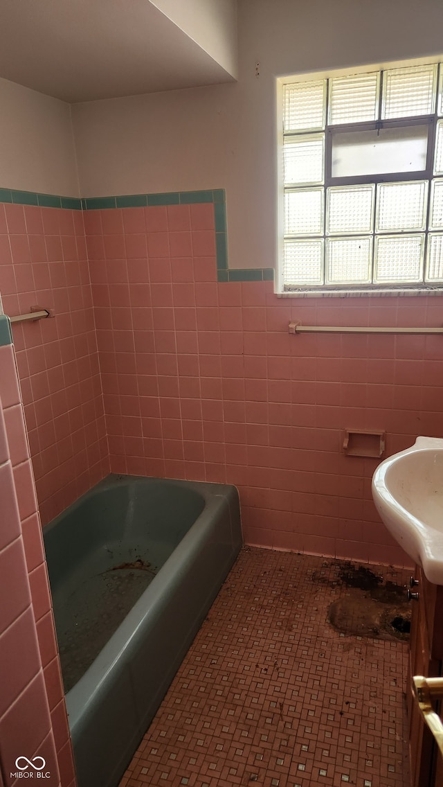 2620 Wicker Rd, Indianapolis, IN 46217 - bathroom featuring vanity and tile walls