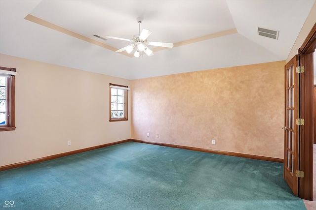 6640 Greenridge Dr, Indianapolis, IN 46278 - empty room with baseboards, ceiling fan, carpet flooring, and visible vents