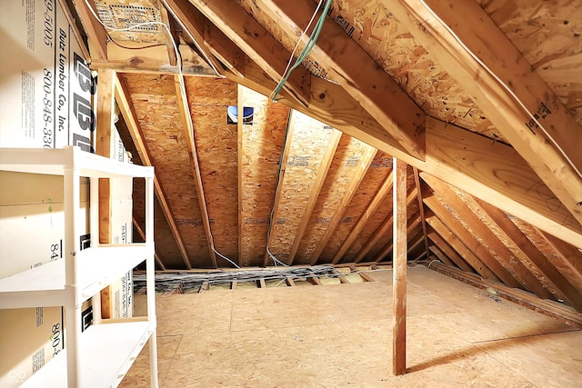 view of unfinished attic