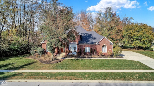 6640 Greenridge Dr, Indianapolis, IN 46278 - view of front of house featuring brick siding, driveway, and a front lawn