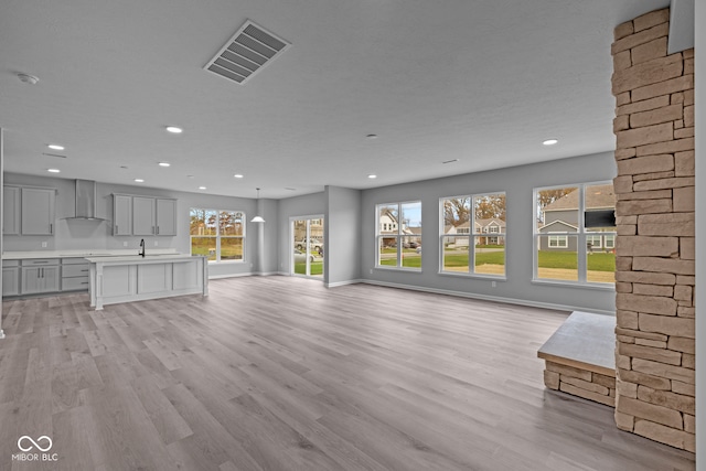 unfurnished living room featuring light wood-type flooring