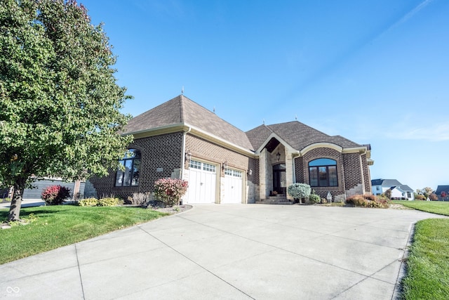 view of front of home with a garage and a front yard