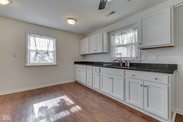 kitchen with white cabinetry, sink, and a wealth of natural light