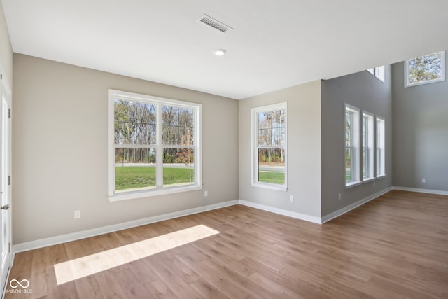 empty room with light wood-type flooring