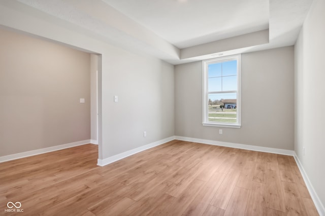 spare room featuring light wood-type flooring