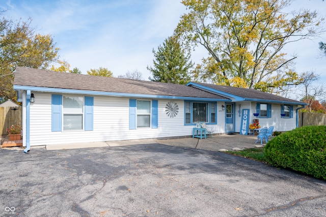 single story home with a patio area