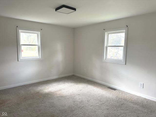 carpeted spare room featuring plenty of natural light